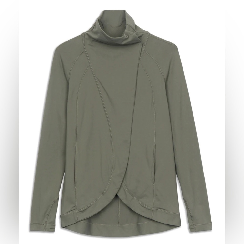 Lululemon Rulu Rally Wrap Jacket Sweater Sweatshirt Grey Sage Green Size 14 L XL